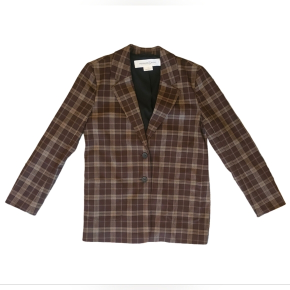 Treasure & Bond Jackets & Blazers - Treasure & Bond Brown Plaid Blazer Button Front Small